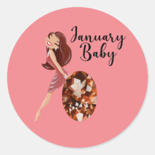 Januar Baby Runder Aufkleber