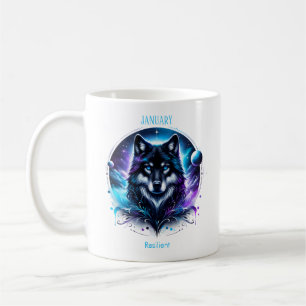 Januar Birth Month Spirit Animal Wolf Kaffeetasse