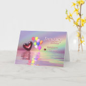 Januar Birthday Garnet Heart Karte (Gelbe Blume)