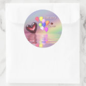 Januar Birthday Garnet Heart Runder Aufkleber (Tasche)