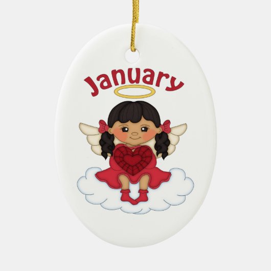 Januar Birthstone Angel Black Keramik Ornament (Vorne)