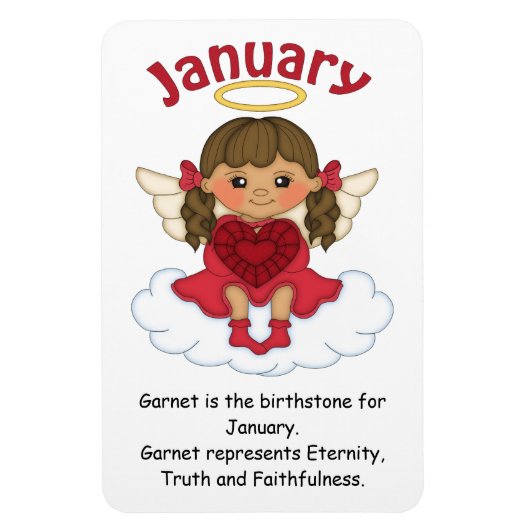 Januar Birthstone Angel Brünett Premium Magnet (Vertikal)