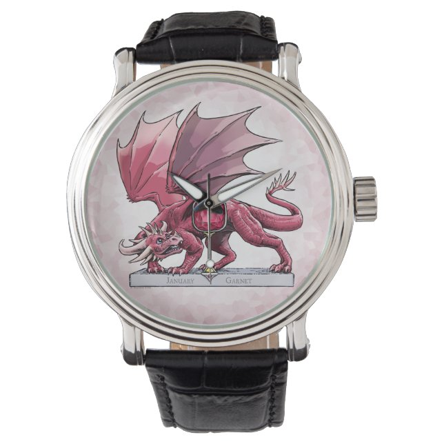 Januar Birthstone Dragon - Garnet Armbanduhr (Vorderseite)