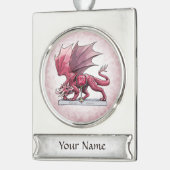 Januar Birthstone Dragon - Garnet Banner-Ornament Silber (Links)
