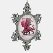 Januar Birthstone Dragon - Garnet Schneeflocken Zinn-Ornament (Links)