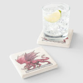 Januar Birthstone Dragon - Garnet Steinuntersetzer (Seitenansicht)