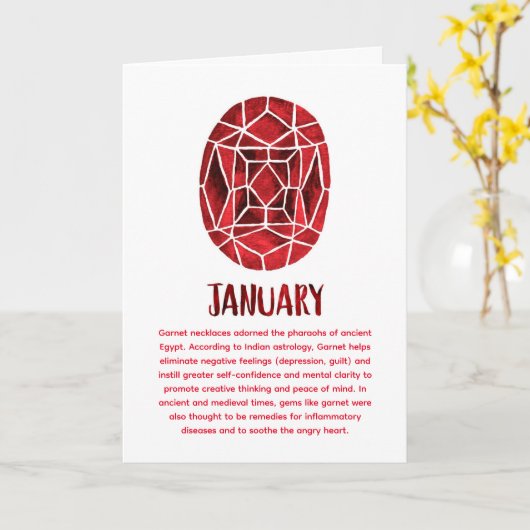 Januar Birthstone Garnet Birthday Watercolor Karte (Gelbe Blume)