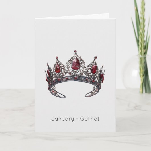Januar Birthstone Garnet Crown Geburtstagskarte Karte (Vorderseite)