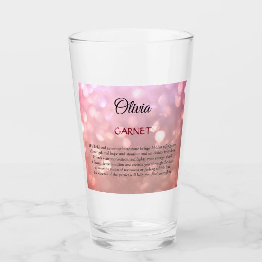 Januar Birthstone Garnet Design Glas (Vorderseite)