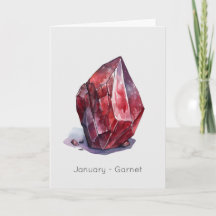 Januar Birthstone Garnet Happy Birthday Card