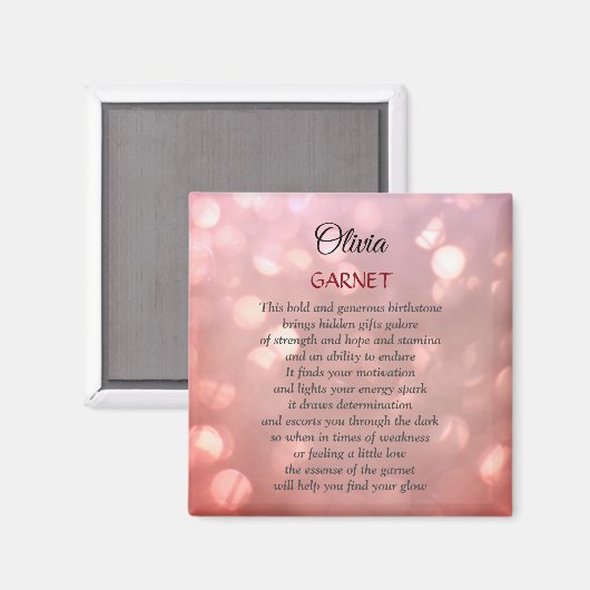 Januar Birthstone Garnet Magnet (Vorderseite/Rückseite)