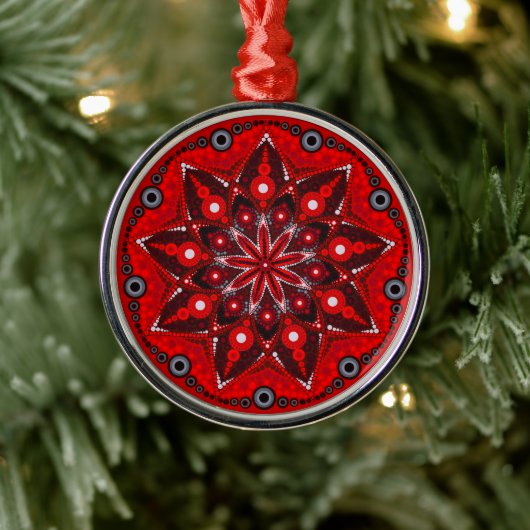 Januar Birthstone Garnet Mandala Ornament Aus Metall (Baum)