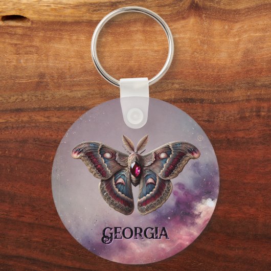 Januar Birthstone Schlüsselanhänger - Garnet Moth (Vorderseite)