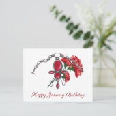 Januar - Birthstone und Blume, Garnet & Carnation Postkarte (Stehend Vorderseite)