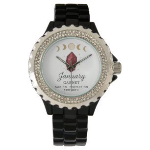 Januar Birthstone Watch - Garnet Crystal Design f Armbanduhr