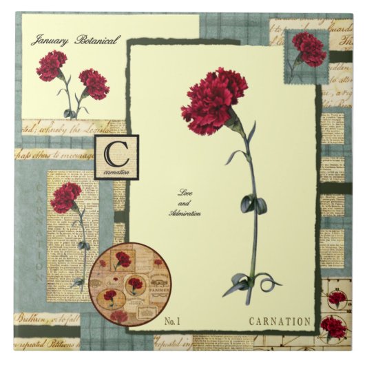 Januar-Blume Fliese (Vorderseite)