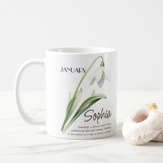 Januar Blume Personalisiert Kaffeetasse (Mit Donut)