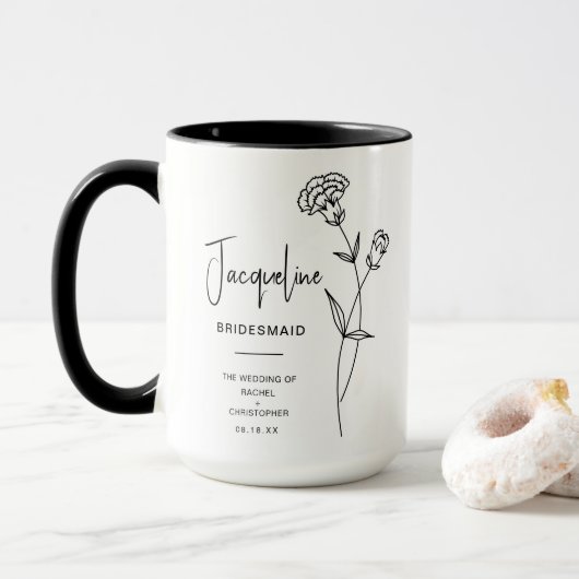 Januar Bridesmaid | Carnation Birth Blume Tasse (Mit Donut)