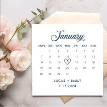 Januar Calendar Dark Blue Wedding