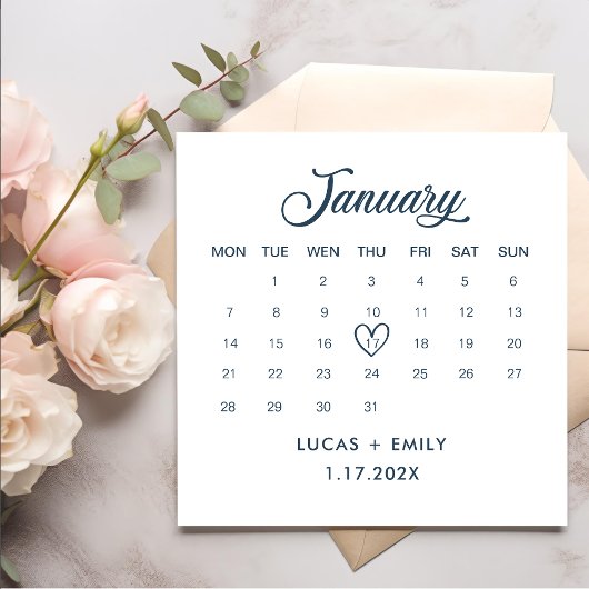 Januar Calendar Dark Blue Wedding Serviette