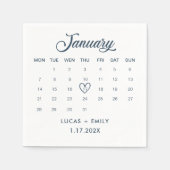 Januar Calendar Dark Blue Wedding Serviette (Vorderseite)