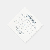 Januar Calendar Dark Blue Wedding Serviette (Ecke)