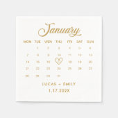 Januar Calendar Gold Wedding Serviette (Vorderseite)