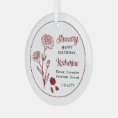 Januar Carnation Floral Birthday Keepake Ornament Aus Glas (Vorderseite links)