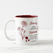 Januar Carnation Snowdrop Geburtstag Keepake Zweifarbige Tasse (Links)