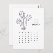 Januar Customizable Cactus 2024 Calendar Card Postkarte (Vorne/Hinten)