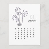 Januar Customizable Cactus 2024 Calendar Card Postkarte (Vorderseite)