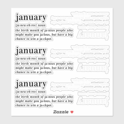 Januar Definition Geburtstag Aufkleber (Blatt)