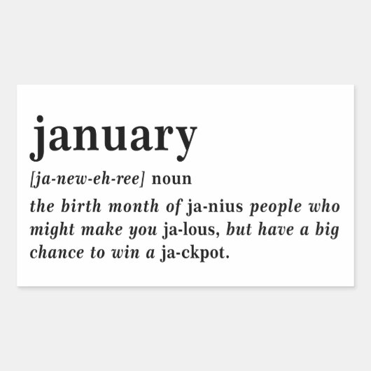 Januar Definition Geburtstag Rechteckiger Aufkleber (Vorderseite)