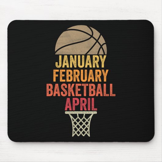 Januar Februar Basketball April Fun Retro Appare Mousepad (Vorne)
