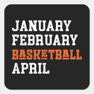 Januar Februar Basketball April Quadratischer Aufkleber