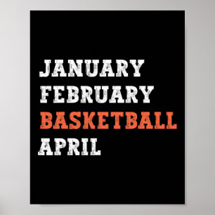 Januar Februar Basketball April Spaß Vintage Retro Poster