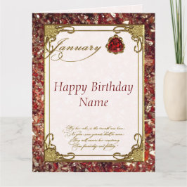 Januar Garnet Birthstone 8.5X11 Geburtstag Karte