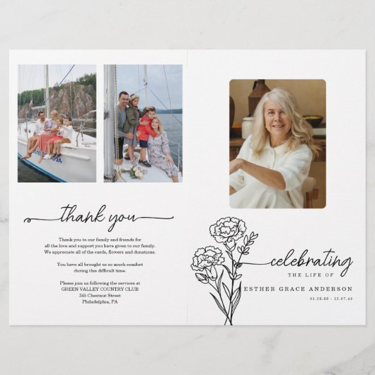 Januar Geburtmonat Blume Beerdigung Programm Flyer (Vorne)