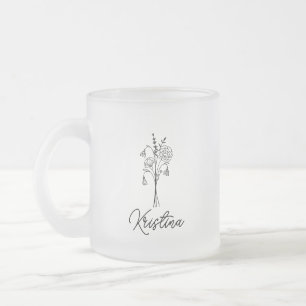 Januar-Geburtsblume & Elegante Schreibschrift-Name Mattglastasse
