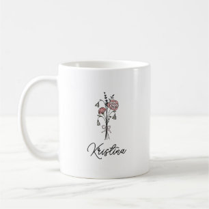 Januar-Geburtsblume & Elegante Schriftzug-Name Kaffeetasse