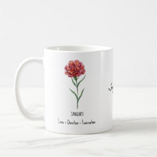 Januar-Geburtsblumen-Tasse – Nelke Kaffeetasse