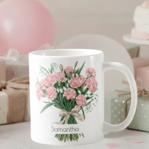 Januar-Geburtsblumen-Tasse | Rosa Nelken