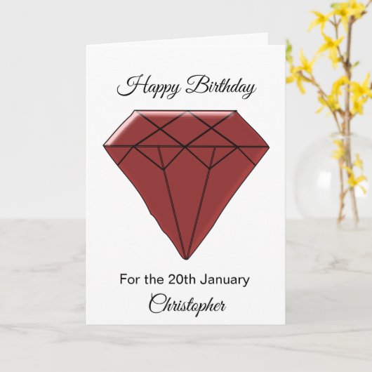 Januar Geburtskarte - Garnet Karte (Gelbe Blume)