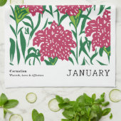 Januar Geburtsmarkt Blume Grüne und rosafarbene Ne Geschirrtuch (Gefaltet)