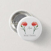 Januar Geburtsmonat Blume Carnation Button (Vorne & Hinten)