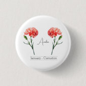 Januar Geburtsmonat Blume Carnation Button (Vorderseite)