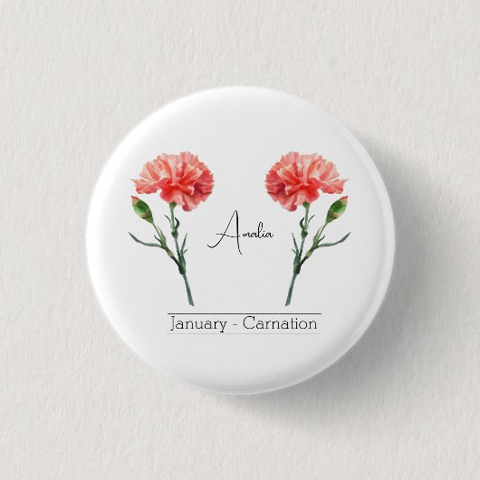 Januar Geburtsmonat Blume Carnation Button (Vorderseite)