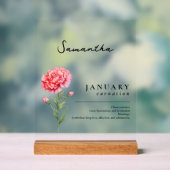 Januar Geburtsmonat Blume Carnation Personalisiert Acrylschild (Neutral)
