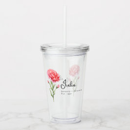 Januar Geburtsmonat Blume Carnation Personalisiert Acryltrinkbecher
