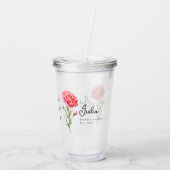Januar Geburtsmonat Blume Carnation Personalisiert Acryltrinkbecher (Rückseite)